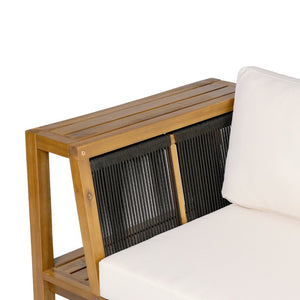 English Elm Black Iron Teak Patio Chaise Lounge with Adjustable Backrest and Thick Cushion Included Black / Cream / Teak 76.77 L x 27.05 W x 29.93 H N770P471776C