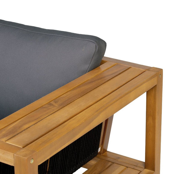 English Elm Teak Acacia Outdoor Daybed Sofa with Hand Woven Rope Panels and Resort Style Cushions N770P471776G