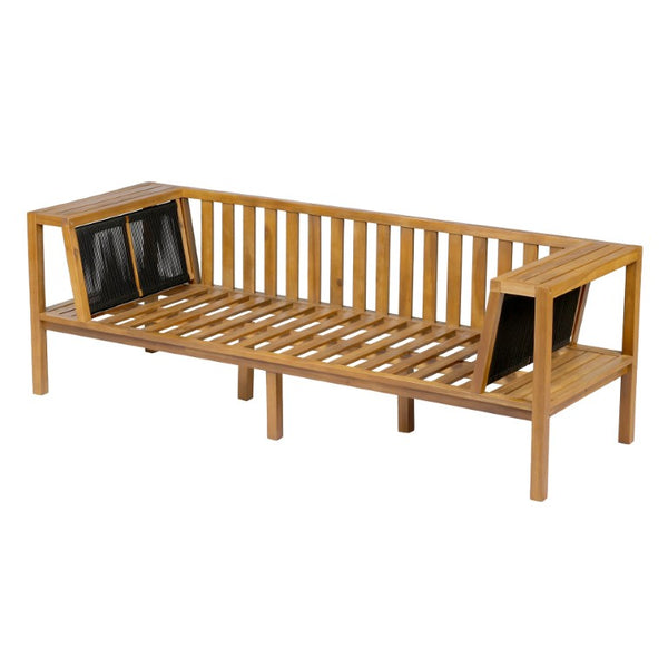 English Elm Teak Acacia Outdoor Daybed Sofa with Hand Woven Rope Panels and Resort Style Cushions N770P471776G