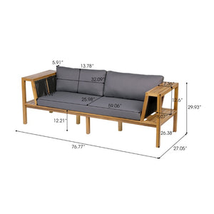 English Elm Teak Acacia Outdoor Daybed Sofa with Hand Woven Rope Panels and Resort Style Cushions N770P471776G