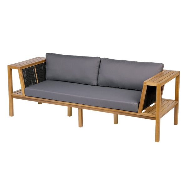 English Elm Teak Acacia Outdoor Daybed Sofa with Hand Woven Rope Panels and Resort Style Cushions N770P471776G