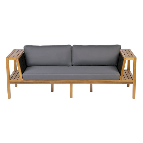 English Elm Teak Acacia Outdoor Daybed Sofa with Hand Woven Rope Panels and Resort Style Cushions N770P471776G