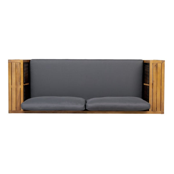 English Elm Teak Acacia Outdoor Daybed Sofa with Hand Woven Rope Panels and Resort Style Cushions N770P471776G