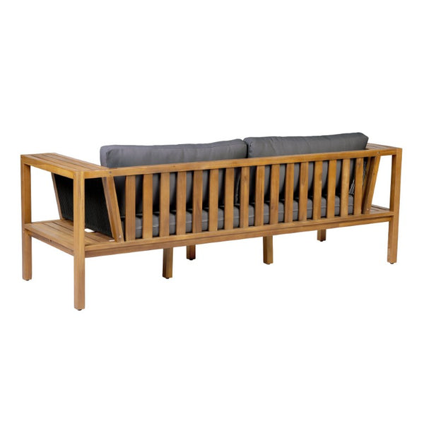 English Elm Teak Acacia Outdoor Daybed Sofa with Hand Woven Rope Panels and Resort Style Cushions N770P471776G