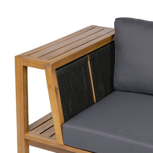 English Elm Teak Acacia Outdoor Daybed Sofa with Hand Woven Rope Panels and Resort Style Cushions N770P471776G