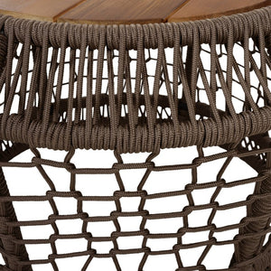 English Elm Round Acacia Top Side Table with Handwoven Rope Base for Patio or Living Room N770P472281G