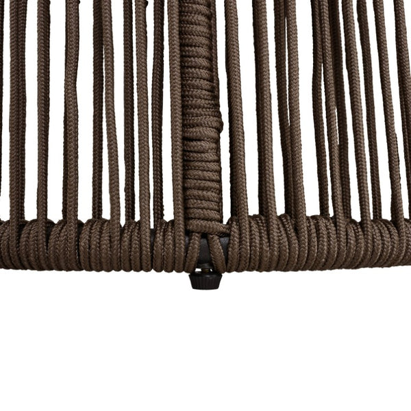 English Elm Conical Rope Weave Accent Table Teak Acacia Top Bohemian Patio or Living Room N770P472282D