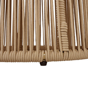 English Elm Conical Rope Woven Accent Table with Teak Acacia Top for Patio or Living Room N770P472282L