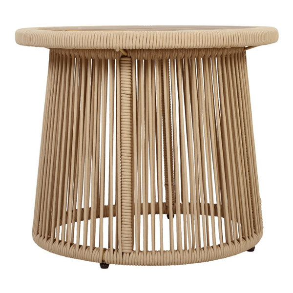 English Elm Conical Rope Woven Accent Table with Teak Acacia Top for Patio or Living Room N770P472282L