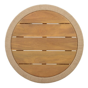 English Elm Conical Rope Woven Accent Table with Teak Acacia Top for Patio or Living Room N770P472282L