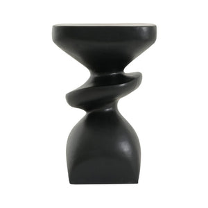 English Elm Black MGO Sculptural Tiered Side Table Organic Curves Indoor Outdoor Accent Piece N770P473002B