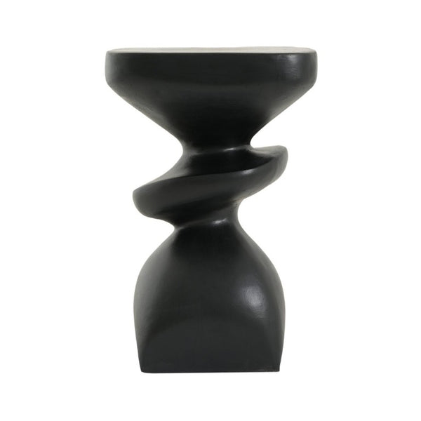 English Elm Black MGO Sculptural Tiered Side Table Organic Curves Indoor Outdoor Accent Piece N770P473002B