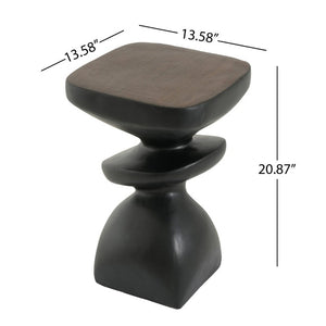 English Elm Black MGO Sculptural Tiered Side Table Organic Curves Indoor Outdoor Accent Piece N770P473002B