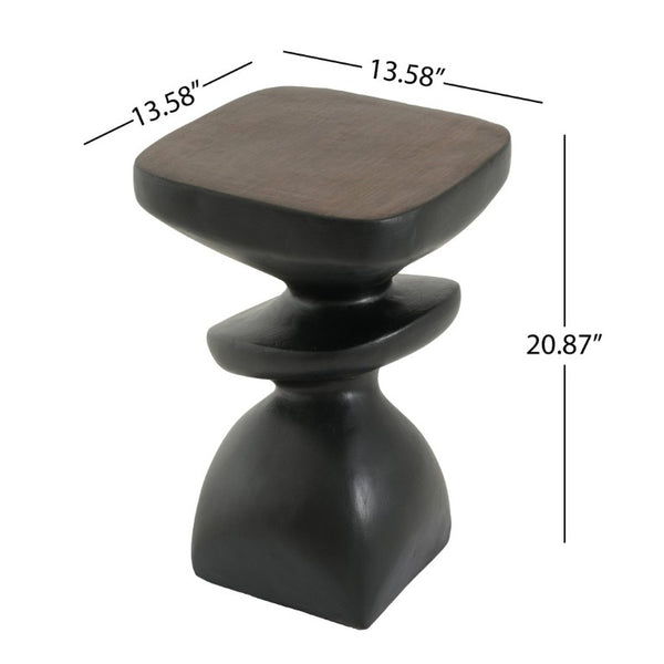 English Elm Black MGO Sculptural Tiered Side Table Organic Curves Indoor Outdoor Accent Piece N770P473002B