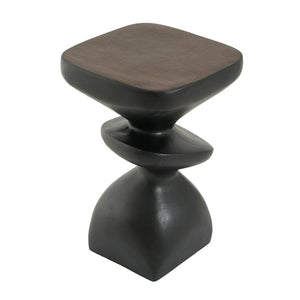 English Elm Black MGO Sculptural Tiered Side Table Organic Curves Indoor Outdoor Accent Piece N770P473002B