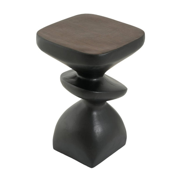 English Elm Black MGO Sculptural Tiered Side Table Organic Curves Indoor Outdoor Accent Piece N770P473002B