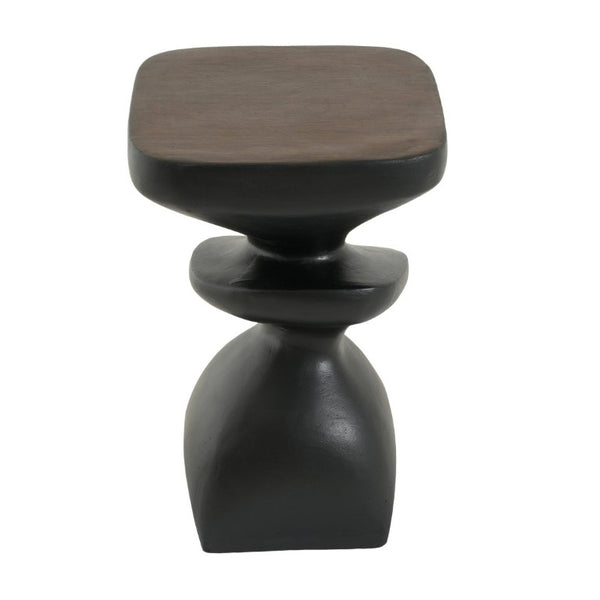 English Elm Black MGO Sculptural Tiered Side Table Organic Curves Indoor Outdoor Accent Piece N770P473002B