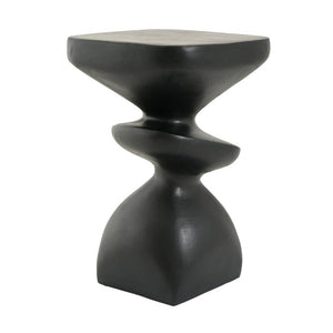 English Elm Black MGO Sculptural Tiered Side Table Organic Curves Indoor Outdoor Accent Piece N770P473002B