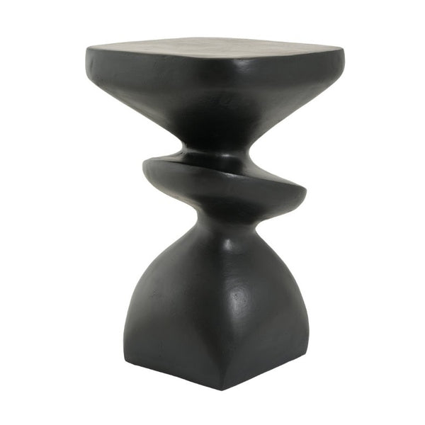 English Elm Black MGO Sculptural Tiered Side Table Organic Curves Indoor Outdoor Accent Piece N770P473002B