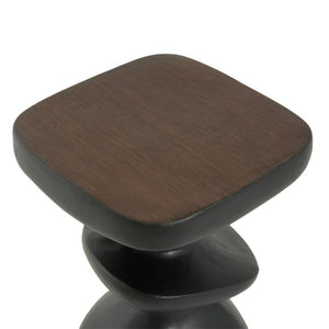 English Elm Black MGO Sculptural Tiered Side Table Organic Curves Indoor Outdoor Accent Piece N770P473002B
