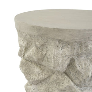 English Elm Grey Faux Stacked Stone MGO Round Accent Table Indoor Outdoor Rustic Pedestal Grey N770P473008G