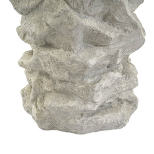 English Elm Grey Faux Stacked Stone MGO Round Accent Table Indoor Outdoor Rustic Pedestal Grey N770P473008G