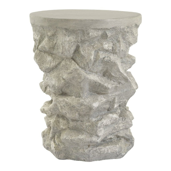 English Elm Grey Faux Stacked Stone MGO Round Accent Table Indoor Outdoor Rustic Pedestal Grey N770P473008G
