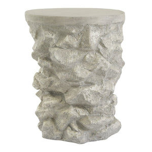 English Elm Grey Faux Stacked Stone MGO Round Accent Table Indoor Outdoor Rustic Pedestal Grey N770P473008G