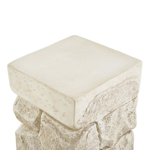 English Elm Grey Faux Stacked Stone MGO Square Accent Table Pre-Assembled Indoor Outdoor Patio Beige N770P473009B