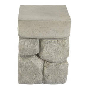 English Elm Grey Faux Stacked Stone MGO Square Accent Table Pre-Assembled Indoor Outdoor Patio Grey N770P473009G