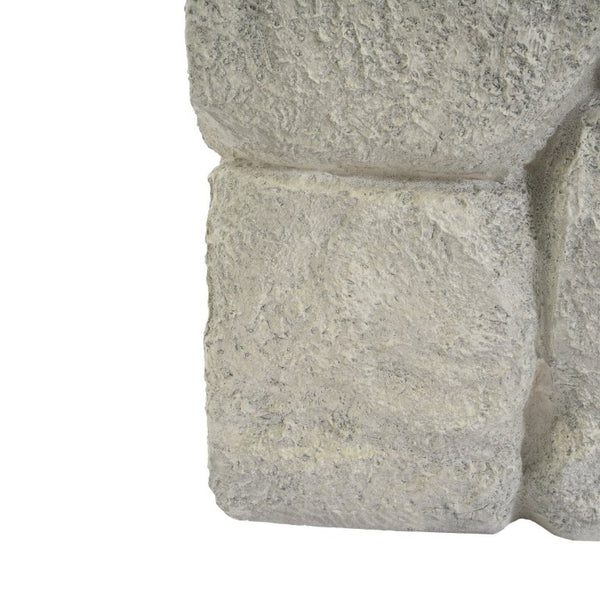 English Elm Grey Faux Stacked Stone MGO Square Accent Table Pre-Assembled Indoor Outdoor Patio Grey N770P473009G