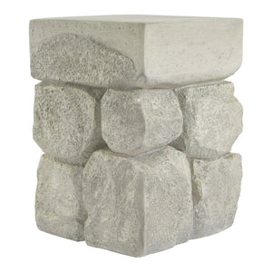 English Elm Grey Faux Stacked Stone MGO Square Accent Table Pre-Assembled Indoor Outdoor Patio Grey N770P473009G