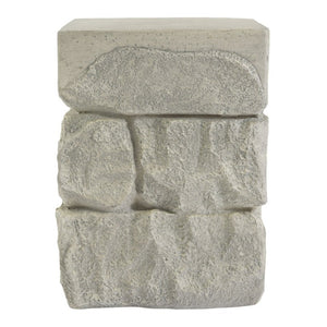 English Elm Grey Faux Stacked Stone MGO Square Accent Table Pre-Assembled Indoor Outdoor Patio Grey N770P473009G