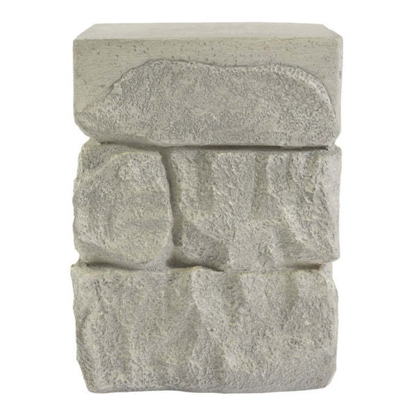English Elm Grey Faux Stacked Stone MGO Square Accent Table Pre-Assembled Indoor Outdoor Patio Grey N770P473009G