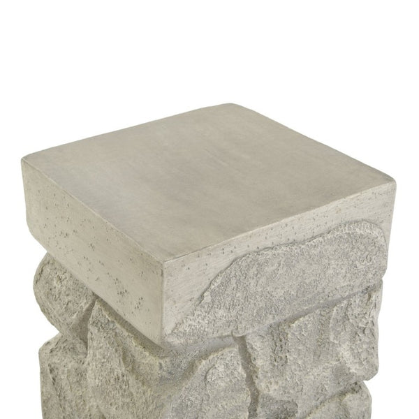 English Elm Grey Faux Stacked Stone MGO Square Accent Table Pre-Assembled Indoor Outdoor Patio Grey N770P473009G