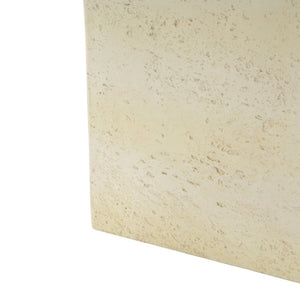 English Elm Light Tan Faux Travertine MGO Cube Table Stool for Indoor and Outdoor Patio Use N770P473013L