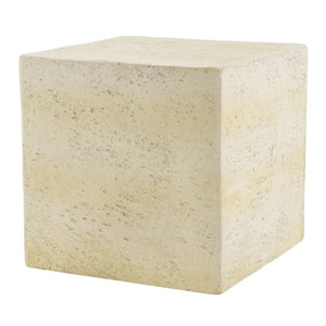 English Elm Light Tan Faux Travertine MGO Cube Table Stool for Indoor and Outdoor Patio Use N770P473013L