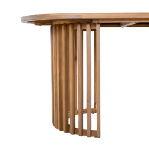 English Elm Light Teak Acacia Oval Outdoor Dining Table Slatted Leg Patio Hardwood Resort N770P474377L