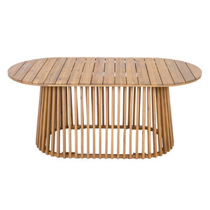 English Elm Light Acacia Hardwood Oval Patio Table with Slatted Base for Outdoor Garden Dining Light Teak Dining Table N770P474593L