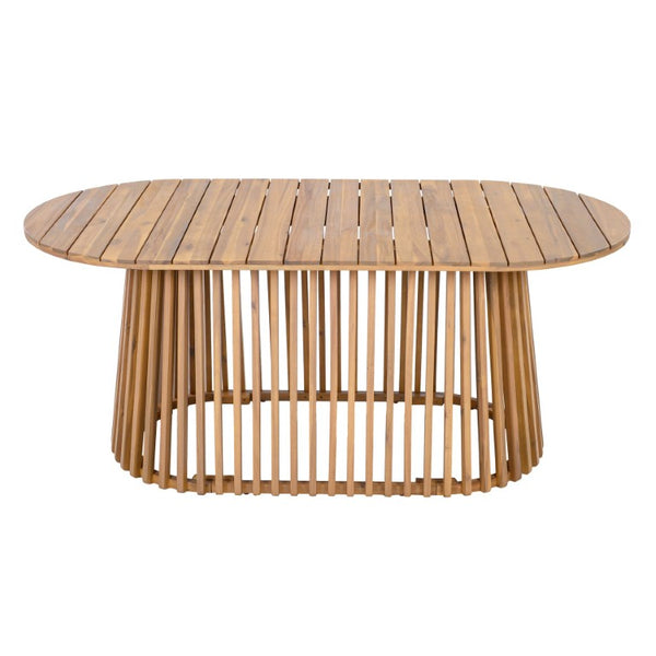 English Elm Light Acacia Hardwood Oval Patio Table with Slatted Base for Outdoor Garden Dining Light Teak Dining Table N770P474593L