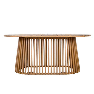 English Elm Light Acacia Hardwood Oval Patio Table with Slatted Base for Outdoor Garden Dining Light Teak Dining Table N770P474593L
