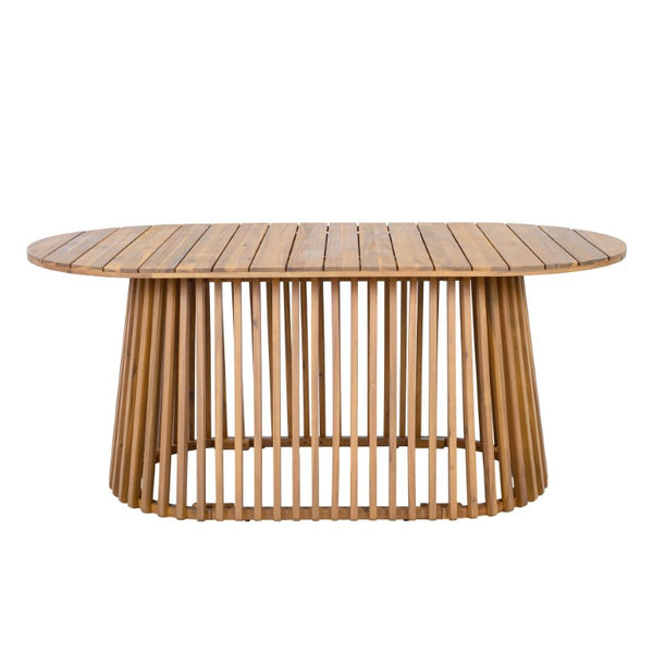 English Elm Light Acacia Hardwood Oval Patio Table with Slatted Base for Outdoor Garden Dining Light Teak Dining Table N770P474593L
