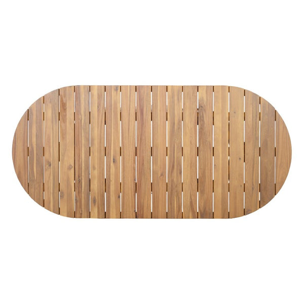 English Elm Light Acacia Hardwood Oval Patio Table with Slatted Base for Outdoor Garden Dining Light Teak Dining Table N770P474593L