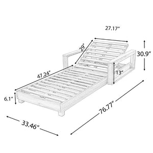 English Elm Light Natural Acacia Hardwood Outdoor Chaise Lounge Slatted Frame with Reclining Backrest N770P484211L