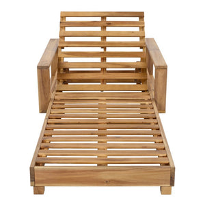English Elm Light Natural Acacia Hardwood Outdoor Chaise Lounge Slatted Frame with Reclining Backrest N770P484211L