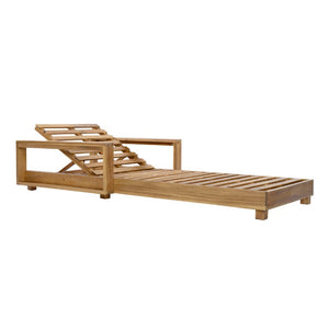 English Elm Light Natural Acacia Hardwood Outdoor Chaise Lounge Slatted Frame with Reclining Backrest N770P484211L