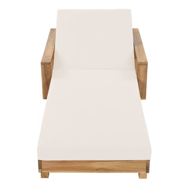 English Elm Light Natural Acacia Hardwood Outdoor Chaise Lounge with Cushion and Reclining Back N770P484211L_65429.00CUSH