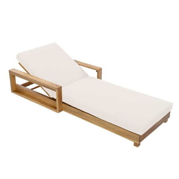 English Elm Light Natural Acacia Hardwood Outdoor Chaise Lounge with Cushion and Reclining Back N770P484211L_65429.00CUSH