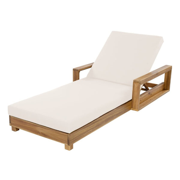 English Elm Light Natural Acacia Hardwood Outdoor Chaise Lounge with Cushion and Reclining Back N770P484211L_65429.00CUSH