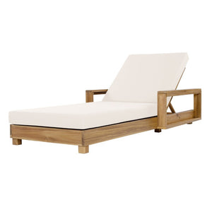 English Elm Light Natural Acacia Hardwood Outdoor Chaise Lounge with Cushion and Reclining Back N770P484211L_65429.00CUSH